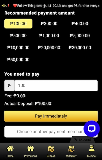 Step 3: Select the appropriate amount you want to make the payment for and click "Pay Immediately".
